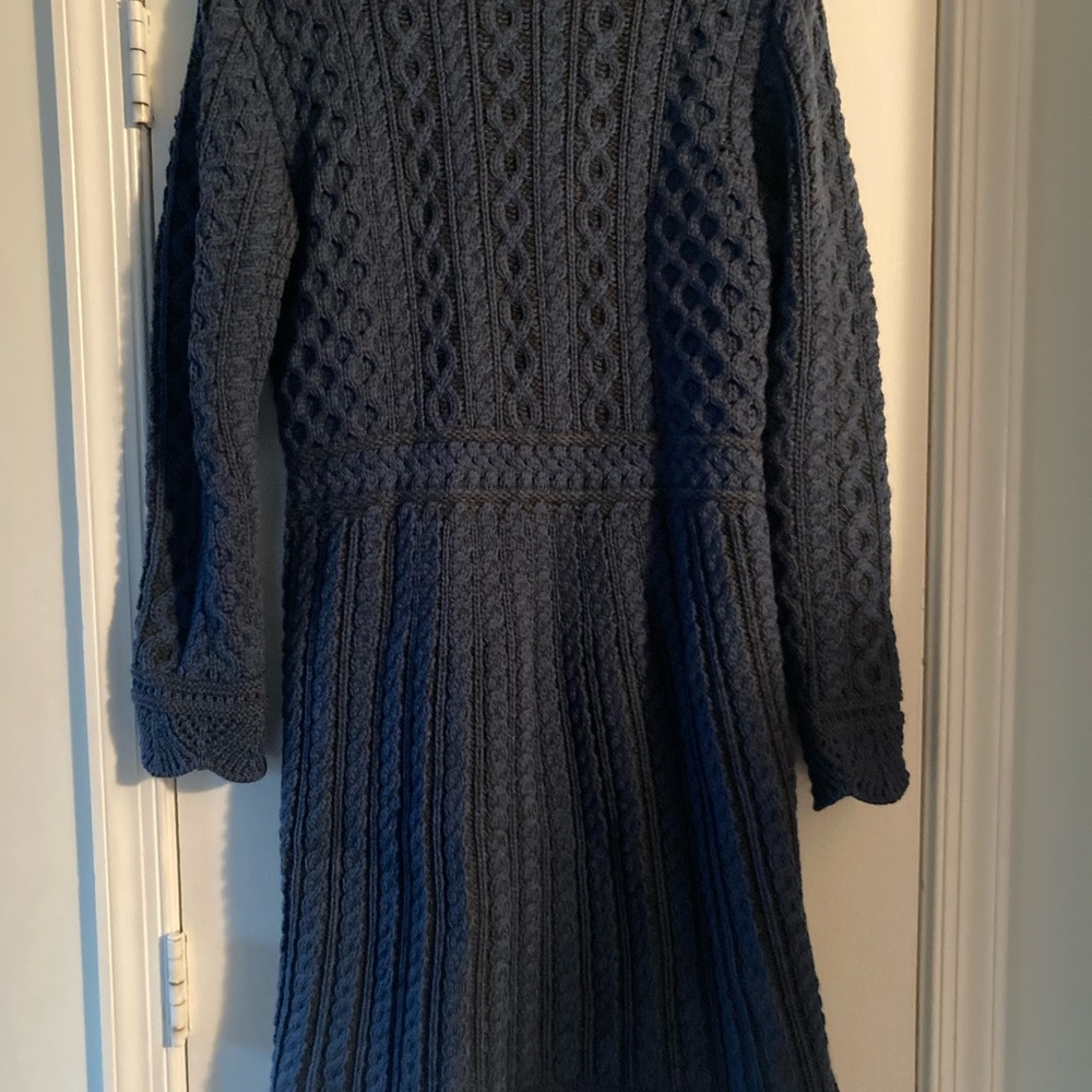 Aran Crafts Wool Sweater Coat Scalloped Bottom - Picture 4 of 12